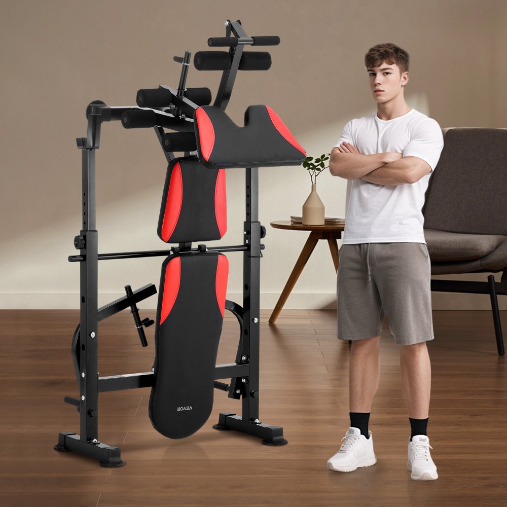 VEVOR Set di Panche per Pesi, Panca per Allenamento Regolabile 299,3 kg, Panca per Esercizi Sit Up per Allenamento Completo Corpo in Palestra Casa, Panca Piana con Piegatura Regolazione Rapida