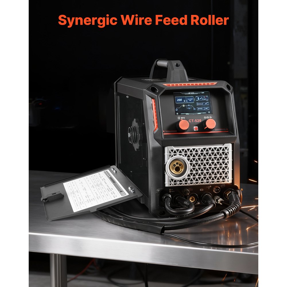 VEVOR Taglierina al PlasmaCUT/TIG/MIG a Gas/MIG Flux/MMA, Macchina Saldatrice per Taglio al Plasma Senza Contatto da 50 A Saldatrice Sinergica da 200 A, Compatibile con Pistola a Bobina