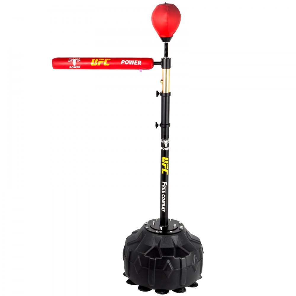 VEVOR Bersaglio Boxe Multifunzionale a 1 velocità, Sacco da Boxe in Rosso con Asta Rotante 360 Gradi da 60cm, Attrezzatura da Allenamento Boxe per Principianti e Pugili da Usare a Casa o in Palestra