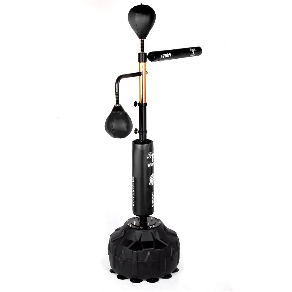 VEVOR Bersaglio Boxe Multifunzionale a 2 velocità, Sacco da Boxe in Nero con Asta Rotante 360 Gradi da 60cm, Attrezzatura da Allenamento Boxe per Principianti e Pugili da Usare a Casa o in Palestra