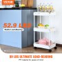 VEVOR Carrello Multiuso 3 Ripiani a Rotelle Carrello Portaoggetti 370x355x761 mm Ruote Bloccabili Carico Max. 45kg, Carrello Mobile Materiale PP Portaoggetti Salvaspazio Ufficio Cucina Colore Bianco