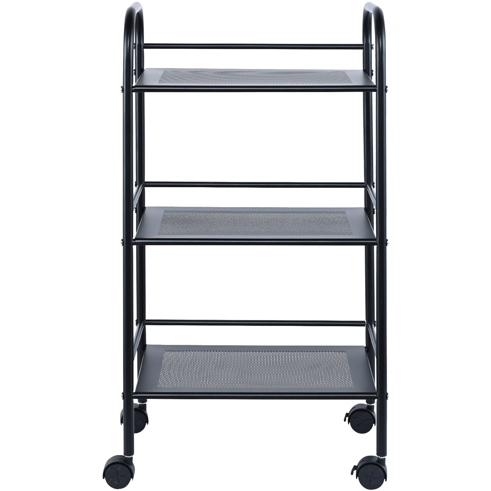 VEVOR Carrello Multiuso 3 Ripiani a Rotelle Carrello Portaoggetti 400 x 285 x 748mm Ruote Bloccabili con Maniglia, Carrello Mobile in Acciaio Inox Portaoggetti Salvaspazio Ufficio Cucina Colore Nero
