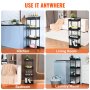 VEVOR Carrello Multiuso 4 Ripiani a Rotelle Carrello Portaoggetti 370 x 355 x 1065mm Ruote Bloccabili con Maniglia, Carrello Mobile Materiale PP Portaoggetti Salvaspazio per Ufficio Cucina Colore Nero