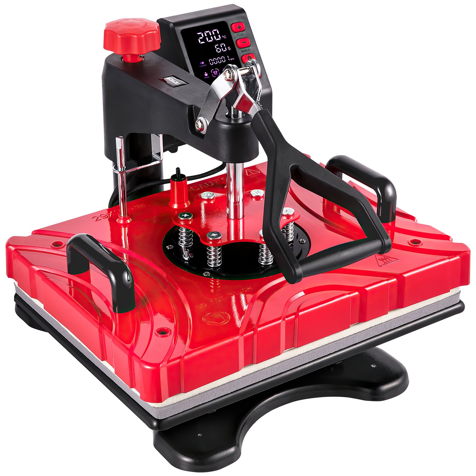 VEVOR Pressa a Caldo Macchina Digitale Intelligente 12x15 8 in 1 Pressa per Stampa Magliette Trasferimento Multifunzione Rossa per Applicare Lettere