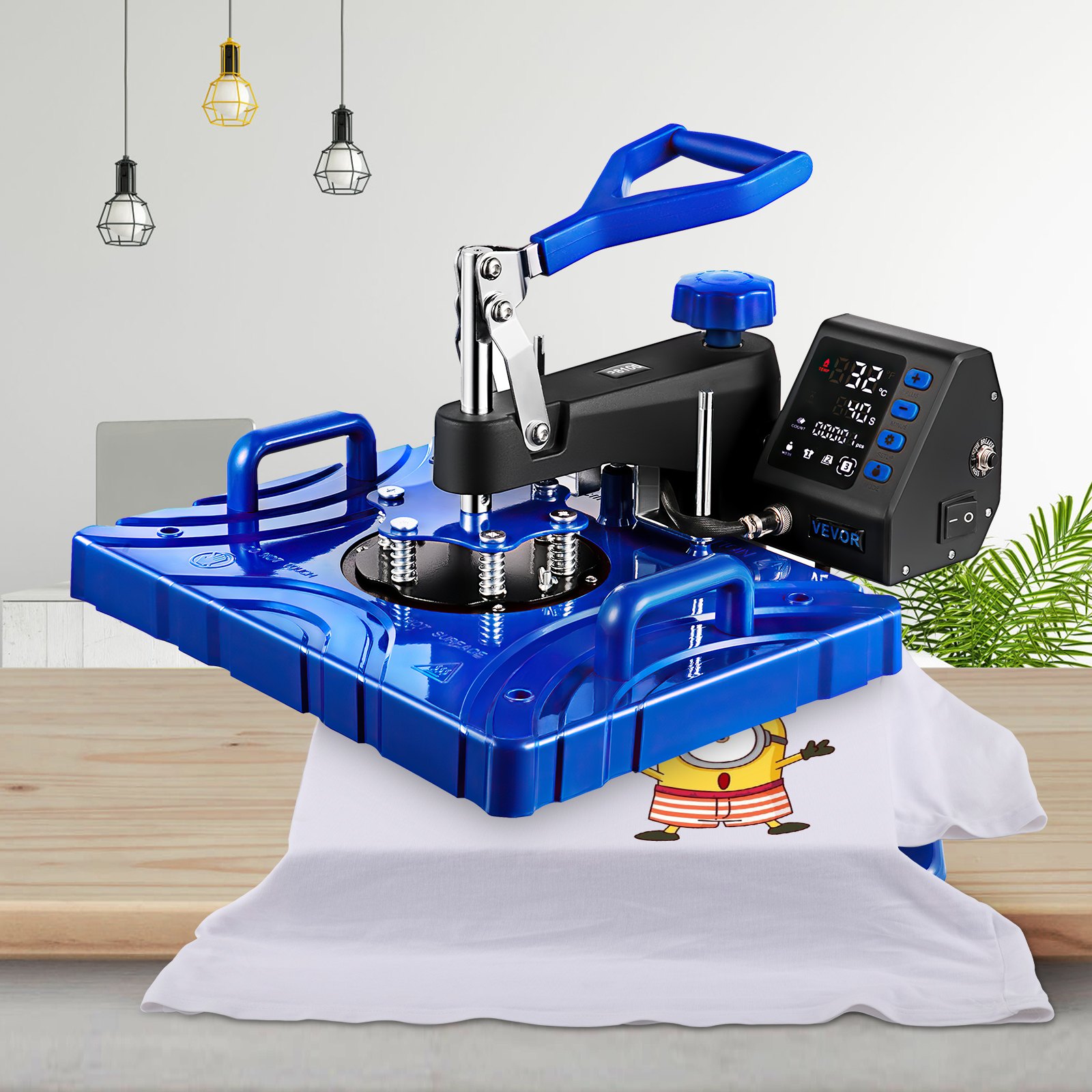 VEVOR Pressa di Calore 12X15 Pollici 1000 W, 6 in 1 Pressa di Calore Altalena Blu e Nera Macchina per Sublimazione, Trasferimento Stampante con Controllo Accurato, Display a LED Riscaldamento a Tubo