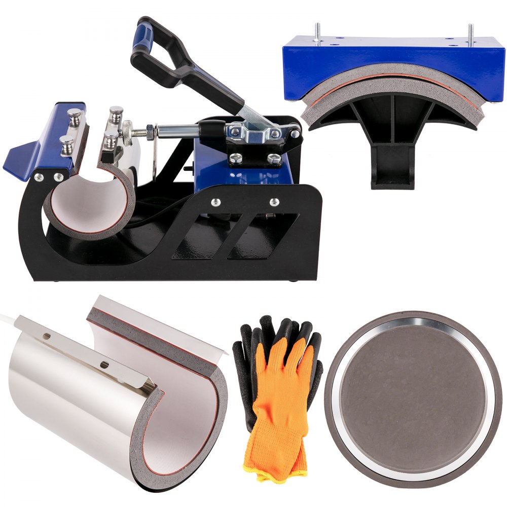 VEVOR Pressa di Calore 6 in 1, 12x15 Pollici 800W Macchina di Sublimazione Blu Trasferimento Stampante con Display a Lagre Accurato Riscaldamento a Doppio Tubo per T-Shirt Fai da Te Tappo e Tazze