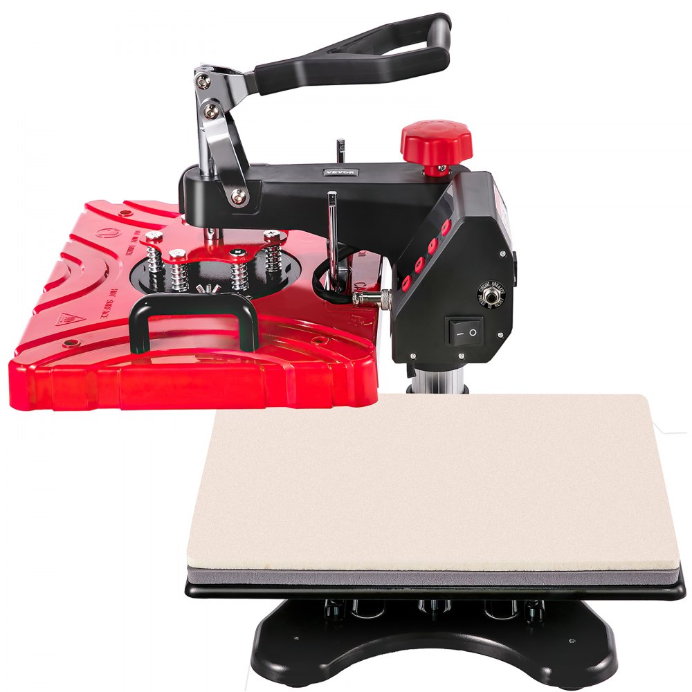 VEVOR 5 in 1 Macchina Digitale Intelligente per Pressa a Caldo Rossa 12" X 15"