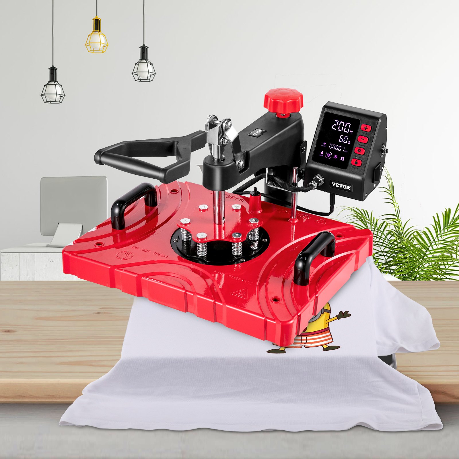 VEVOR 5 in 1 Macchina Digitale Intelligente per Pressa a Caldo Rossa 12" X 15"