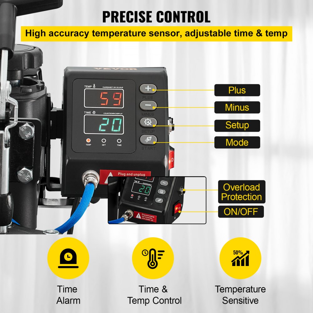 VEVOR Termopressa Pressa a Caldo Macchina Transfer Digitale 38x30cm 10-in-1 Pressa per Stampa Magliette Trasferimento Multifunzione Bianca