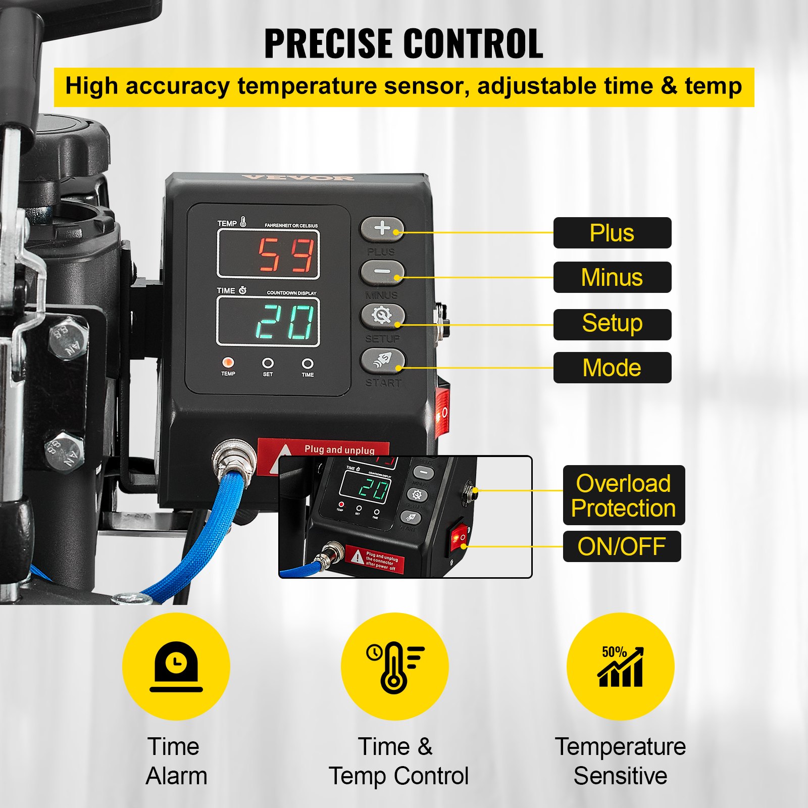VEVOR Termopressa Pressa a Caldo Macchina Transfer Digitale 38x30cm 10-in-1 Pressa per Stampa Magliette Trasferimento Multifunzione Bianca