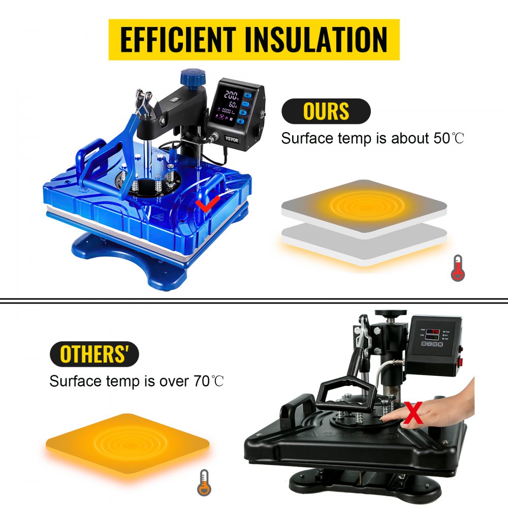 VEVOR 10 in 1 Macchina Digitale Intelligente per Pressa a Caldo 12" X 15" Blu