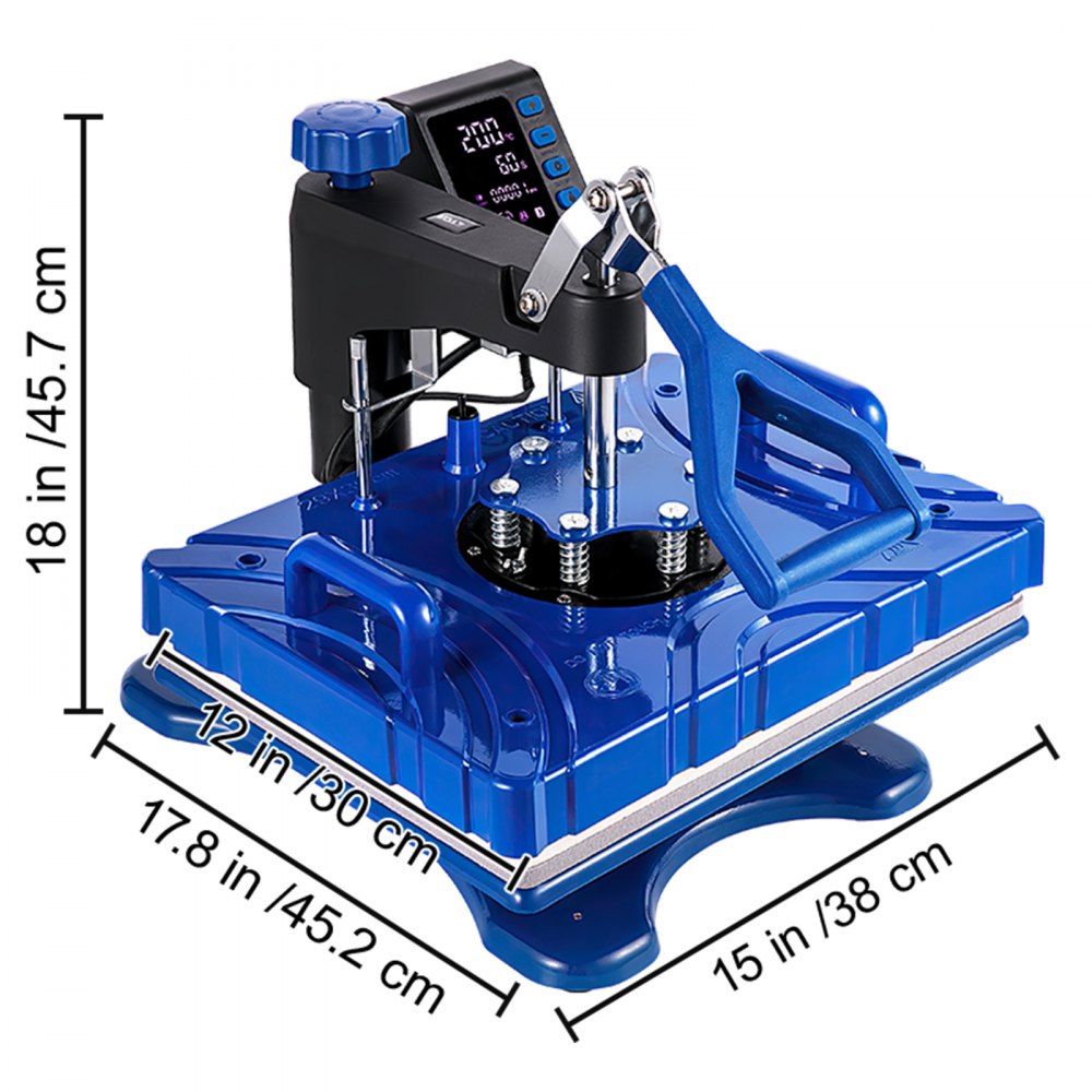 VEVOR 10 in 1 Macchina Digitale Intelligente per Pressa a Caldo 12" X 15" Blu