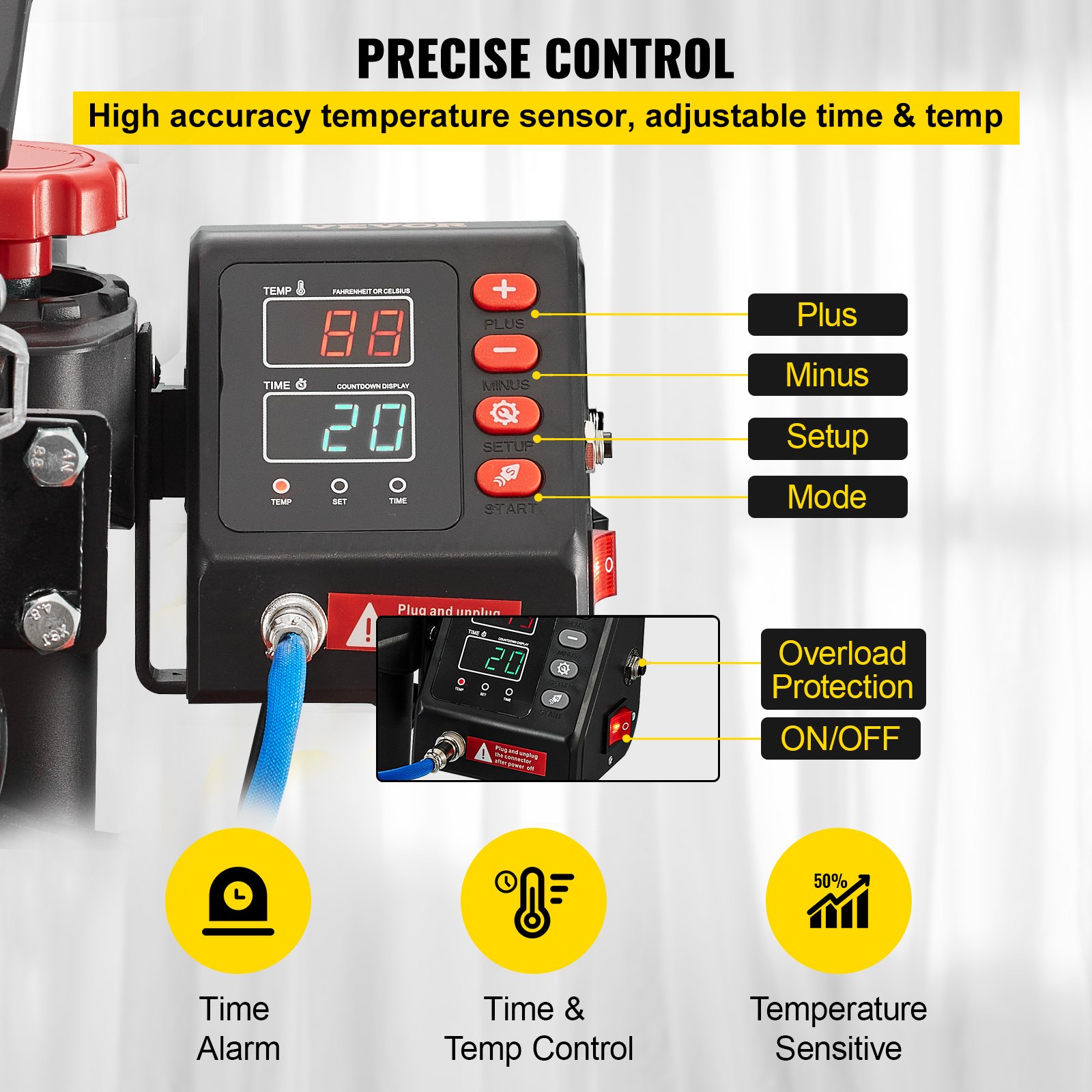 VEVOR Pressa di Calore Macchina Sublimazione Girevole a 360 Gradi, 10 in 1 30x38cm Stampante per Pressa a Caldo Rossa per Stampare Diversi Modelli, Lettere e Immagini sulle Penne, Tazze, Magliette