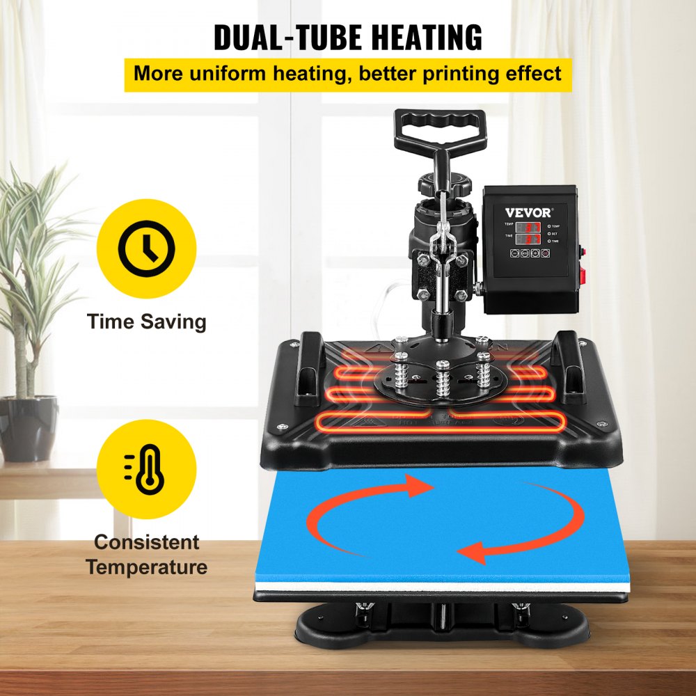 VEVOR 29x38 cm Macchina Stampa a Caldo 5 in 1 Stampante per Magliette Scarpe Cap