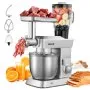 VEVOR Impastatrice Mescolatore per Cucina da 1300 W con Ciotola in Acciaio Inox 4,3 L e Ciotola per Mescolare 1,5 L, Impastatrice con 6 Velocità e Gancio per Impastare, Frusta e Sbattitore