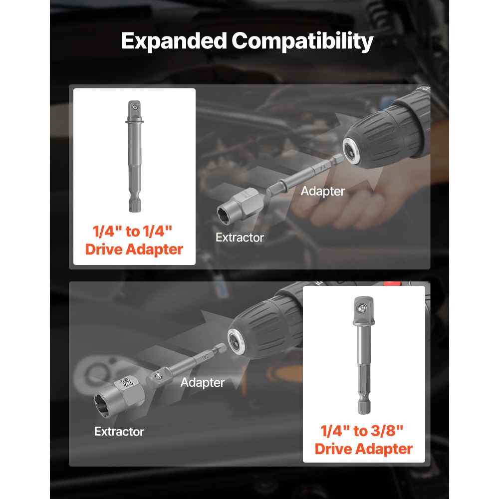 VEVOR Kit di Estrattori per Viti Rotte 54 pezzi Kit di Strumento per Rimozione di Dadi Danneggiati Arrotondati, Utensili per Riparazioni Domestiche da Officina Materiale in Acciaio Cr-Mo