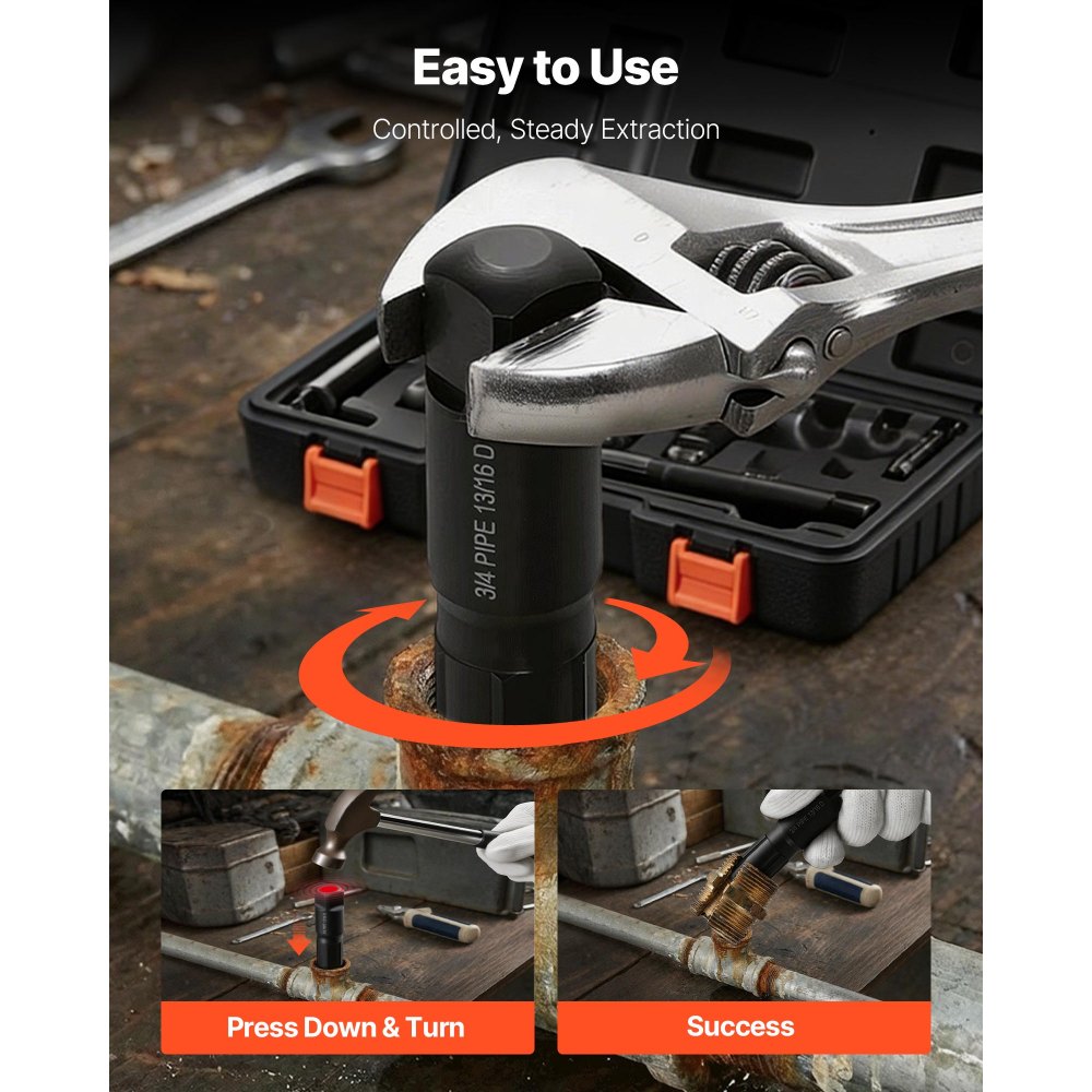 VEVOR Kit di Utensili per Estrazione Tubi Rotti Strumento per Estrazione Tubi Rimozione di Raccordi Filettati Danneggiati da 1/8 pollici a 1 pollici/3-25 mm per Idraulici Meccanici con Custodia