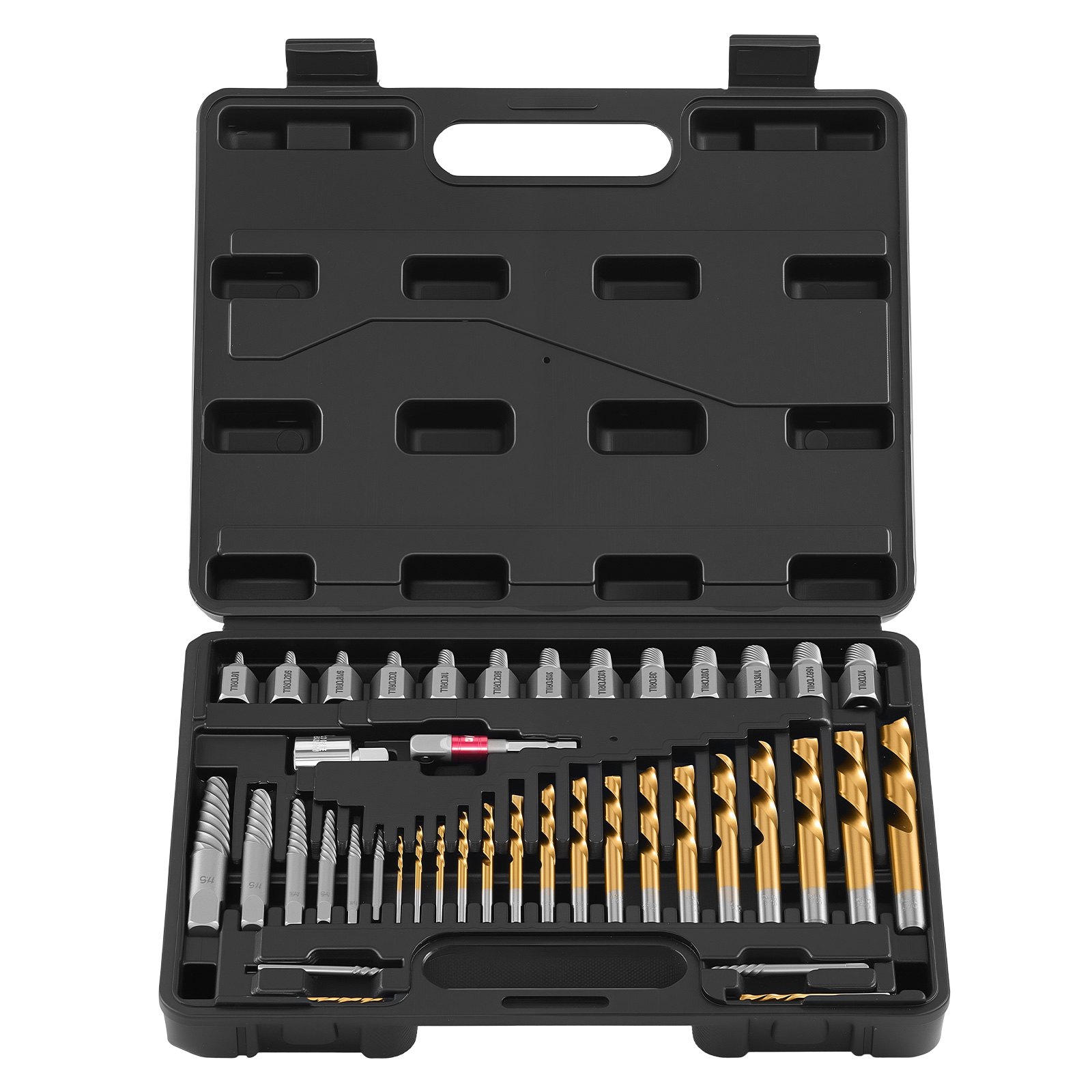 VEVOR Screw Extractor Set with Drill Bits, 41 Pieces, Easy Out Bolt Extractors and Drill Bits, with Adapters, Solid Storage Case, Cr-Mo Steel for Removing Rounded, Broken, or Stripped Bolts, Screws