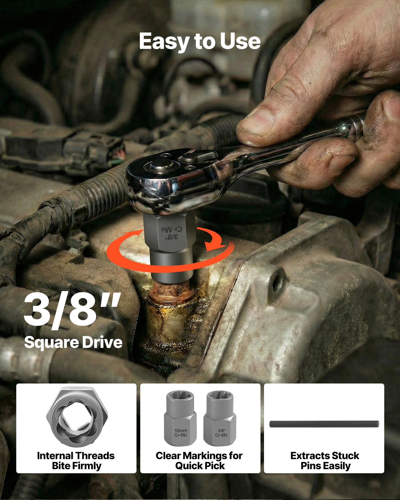 VEVOR Set di Estrattori per Bulloni Danneggiati 16 pezzi, Set di Bussole per Estrazione di Dadi Rotti Utensili per Rimozione Bulloni Danneggiati per Uso con Chiave Dinamometrica Trapano Elettrico