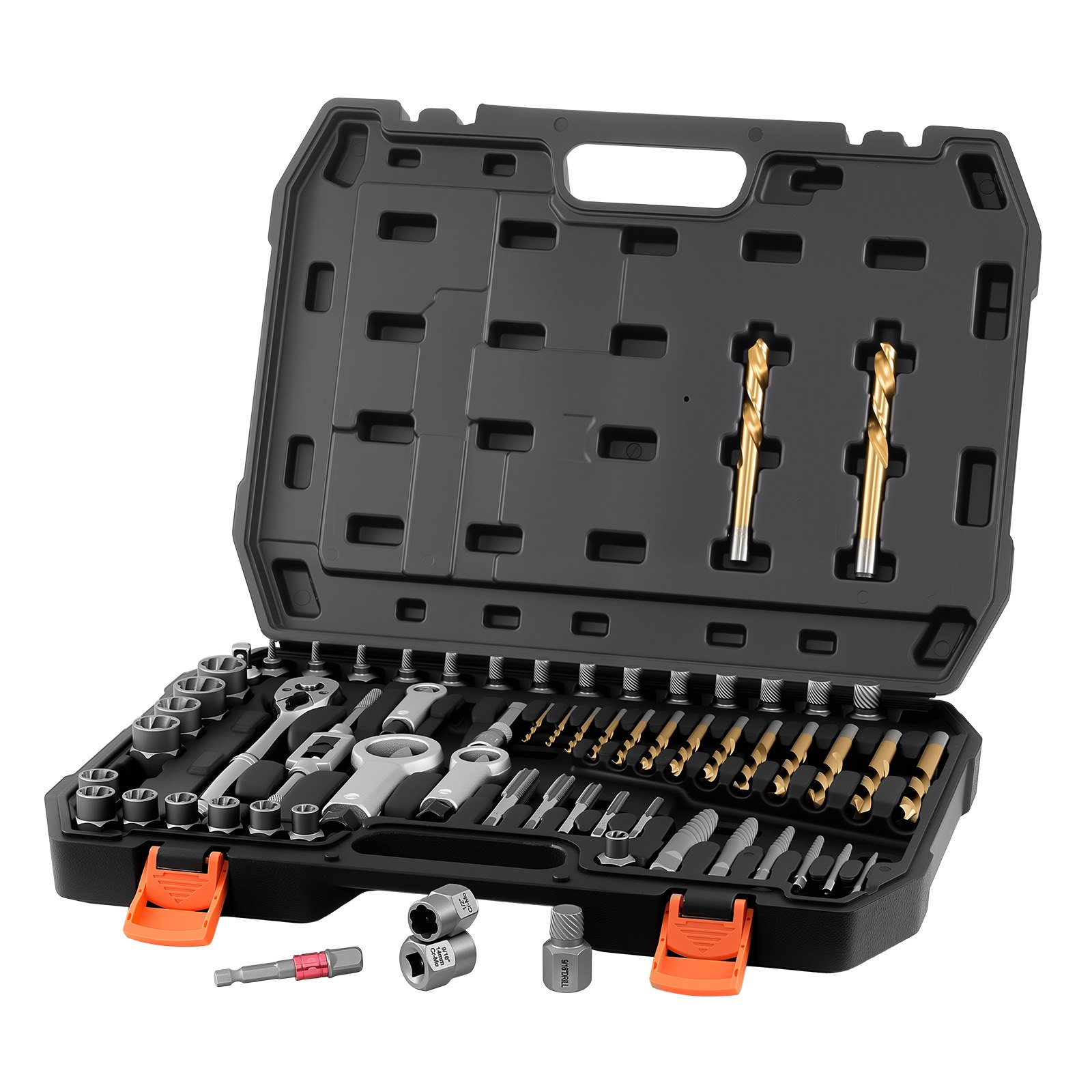 VEVOR Set di Estrattori per Viti Rotte 63 pezzi, Set di Bussole per Estrazione di Dadi Rotti Utensili Rimozione Bulloni Danneggiati con Adattatori per Maschi Riparazioni Domestiche Officina Garage