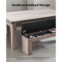 VEVOR Set Combinato Tavolo da Biliardo da 214 cm, con Piano da Pranzo e Ping Pong, 2 Panche per Riporre gli Oggetti e Accessori, Include Porta-Stecche, Spazzola per Gesso, per Sala Ricreativa