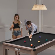 VEVOR Set Combinato Tavolo da Biliardo da 214 cm, con Piano da Pranzo e Ping Pong, 2 Panche per Riporre gli Oggetti e Accessori, Include Porta-Stecche, Spazzola per Gesso, per Sala Ricreativa