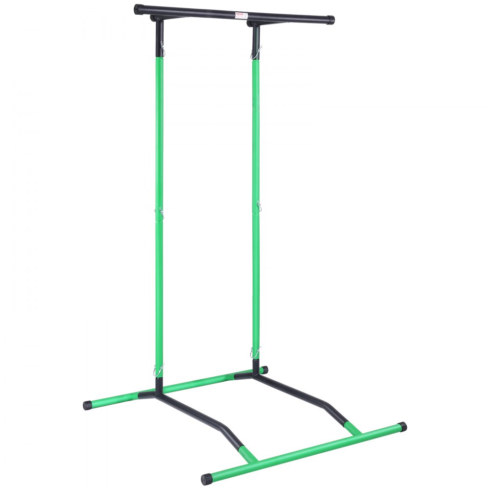 VEVOR Power Tower Dip Station, Supporto per Barra per Trazioni Regolabile in Altezza a 2 Livelli, Fitness per Palestra in Casa, Capacità di Peso di 220LBS, Nero e Verde