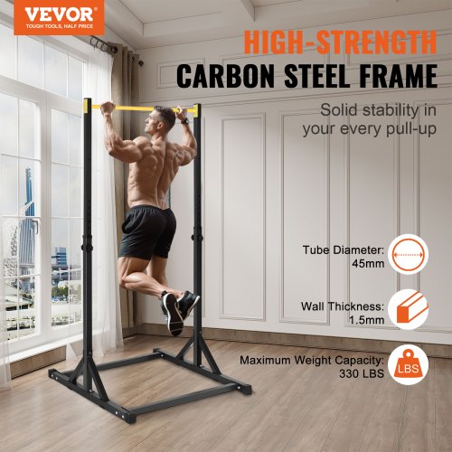 VEVOR Power Tower - Station Tractions Et Dips - Hauteur Réglable 97-200cm - 100kg
