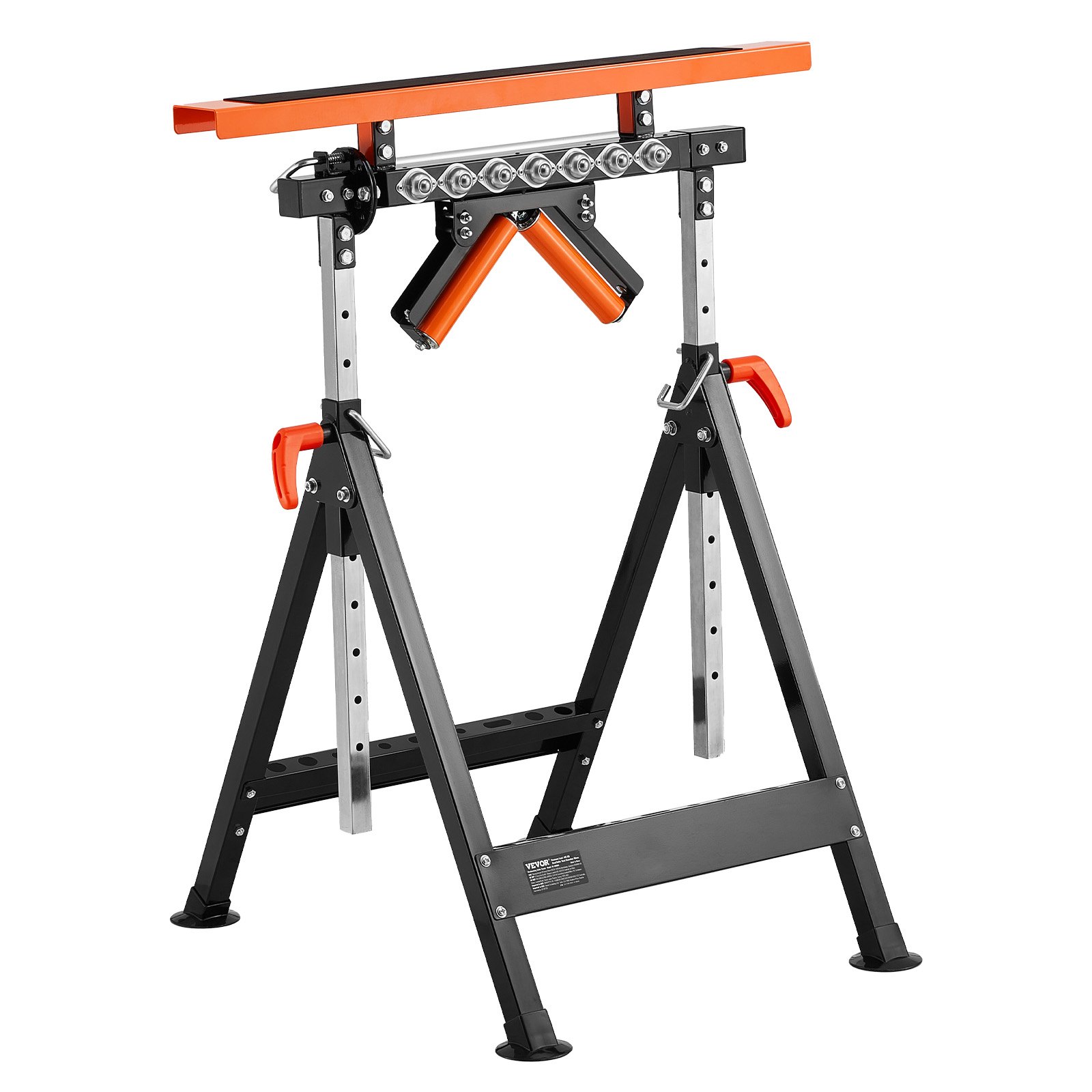 VEVOR 4-in-1 Roller Stand 200 kg, Roller Stand 84-127 cm Height Adjustable, Work Stand with Rack and Pinion & Polished, Multidirectional Roller Head, for Table Saw Outfeed, Extension Support