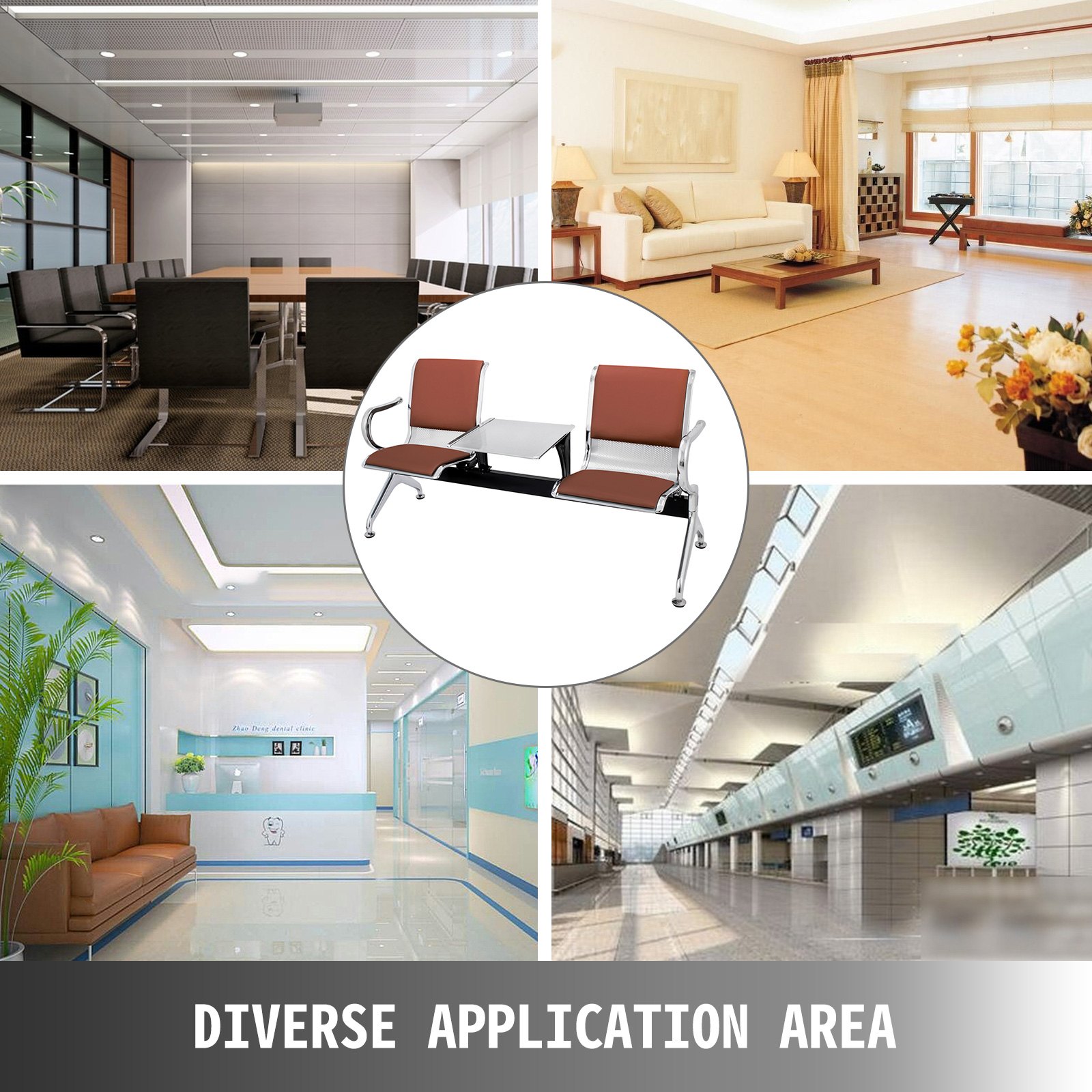 Panchina 2 Posti Poltrona Sedia Sedia In Attesa Banca Pelle Con Tavolo Ufficio