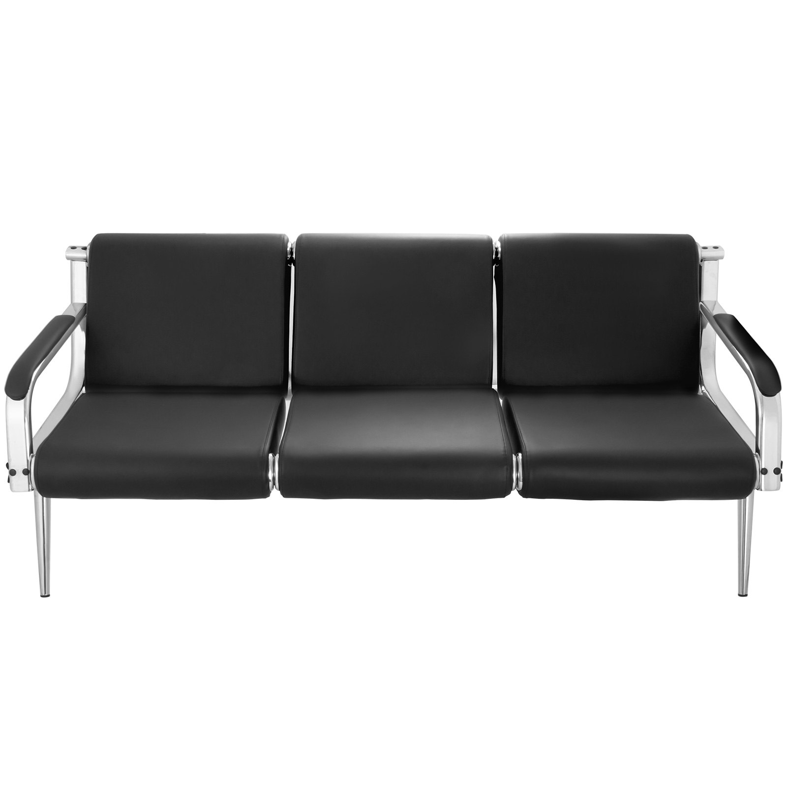 3-seat Waiting Room Chairs Set Bench Pu Leather Guest Comfortable Excellent