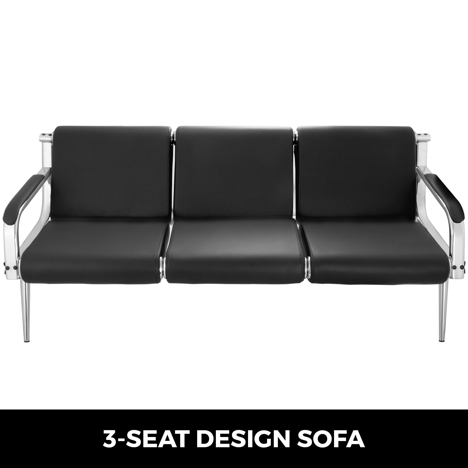 3-seat Waiting Room Chairs Set Bench Pu Leather Guest Comfortable Excellent