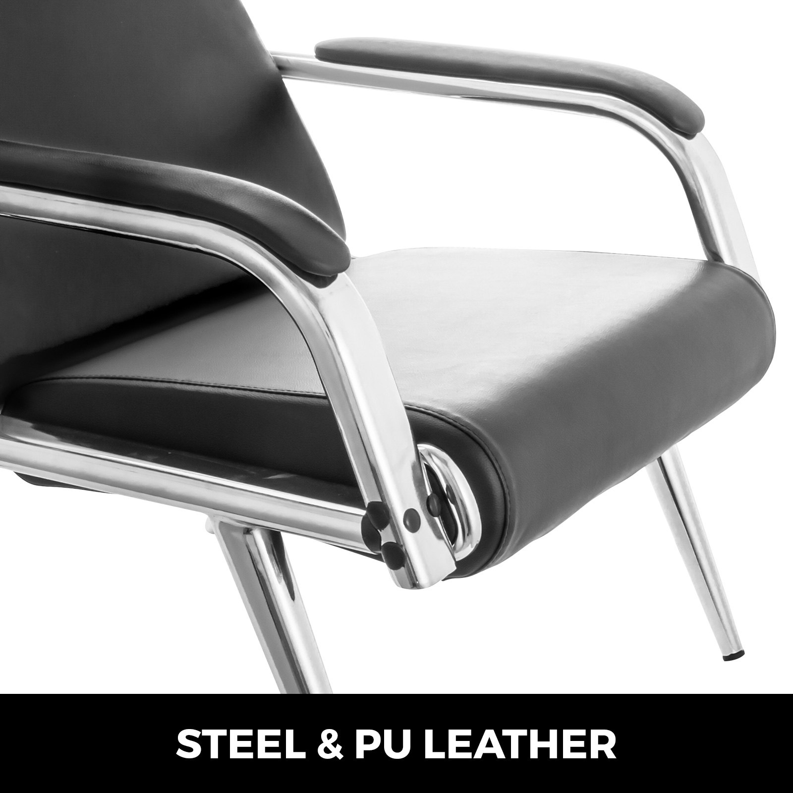 3-seat Waiting Room Chairs Set Bench Pu Leather Guest Comfortable Excellent