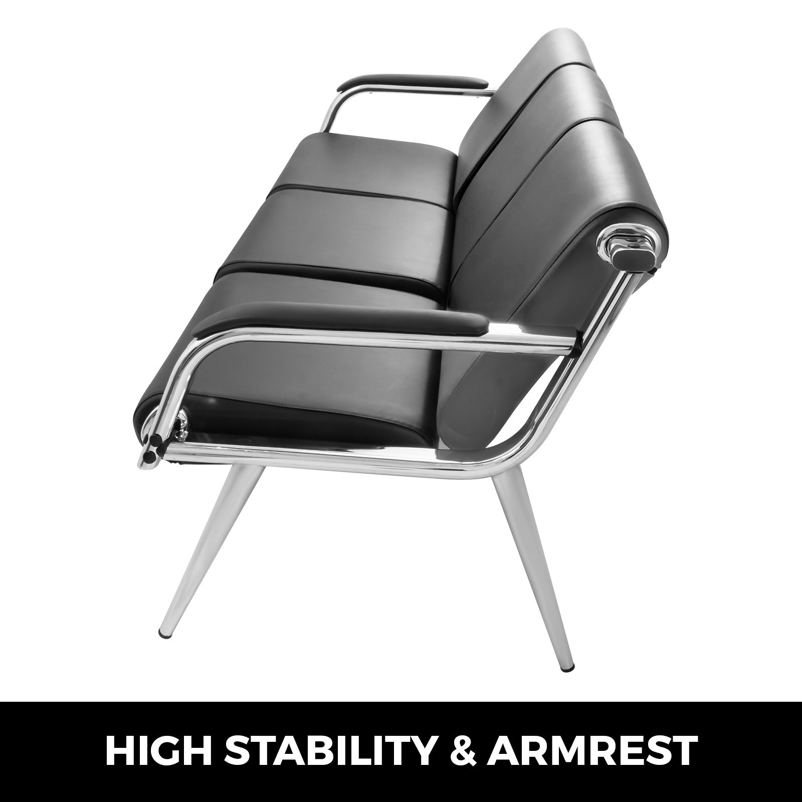 3-seat Waiting Room Chairs Set Bench Pu Leather Guest Comfortable Excellent