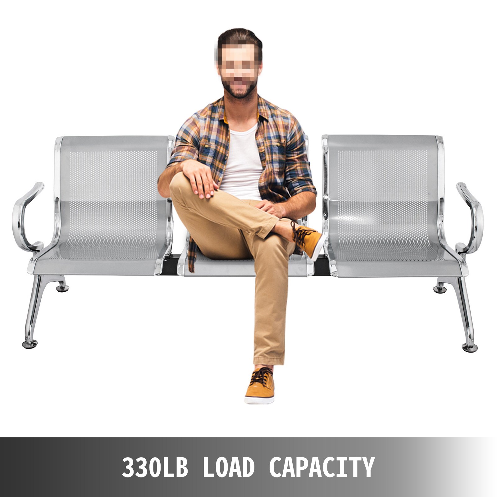 Panchina Per Sala D'aspetto Panca Attesa Ufficio Aeroporto In Acciaio 3 Posti