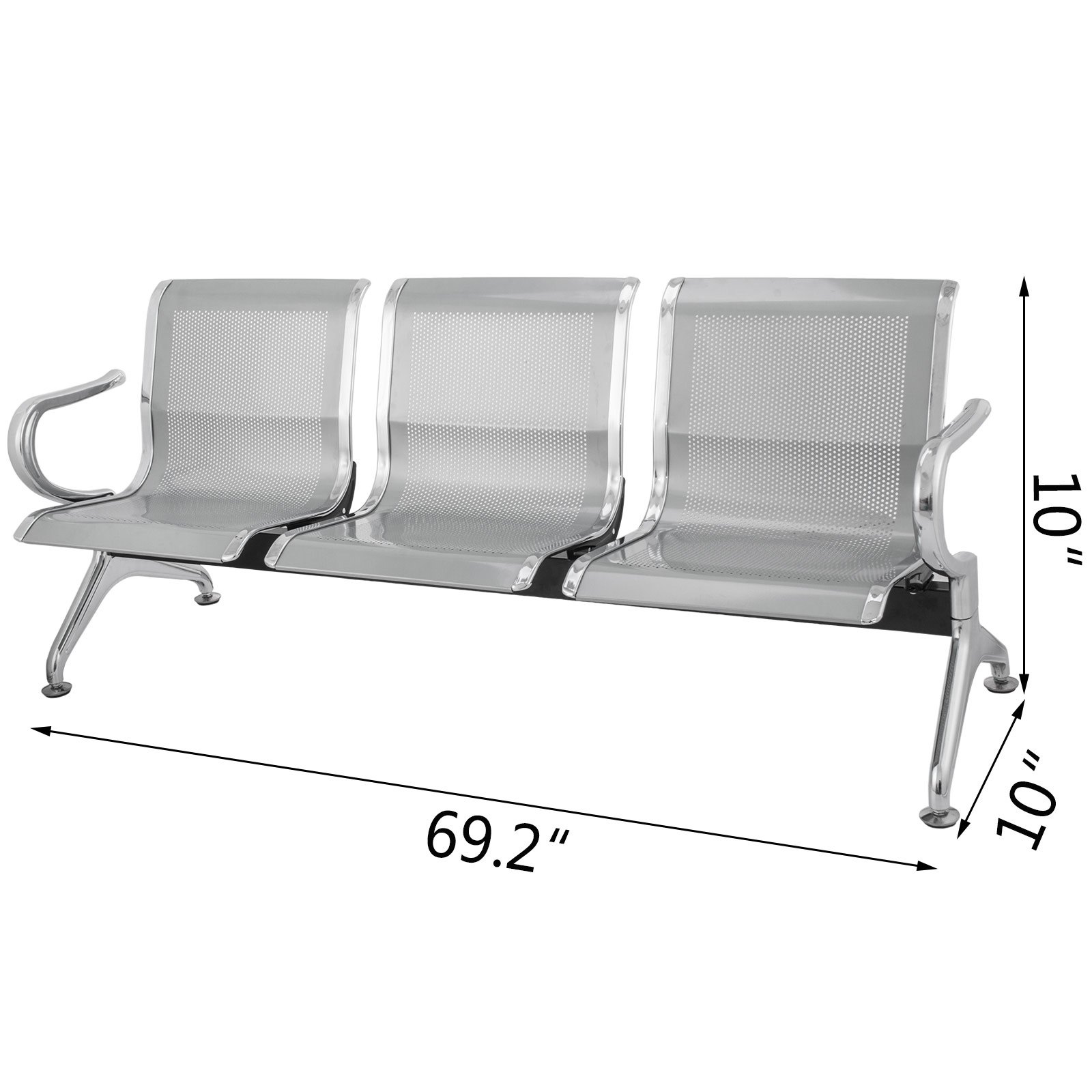 Panchina Per Sala D'aspetto Panca Attesa Ufficio Aeroporto In Acciaio 3 Posti