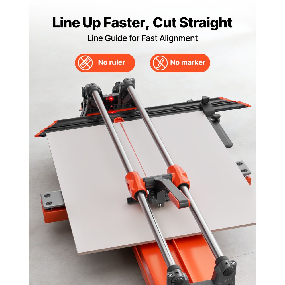 VEVOR 1000 mm Manual Tile Cutter, Upgraded Sliding Head Cutting Tool with Spring-Loaded Base, Angle Fence, Tungsten Carbide Cutting Wheel, Alignment Guide, for DIY Pros, Ceramic, Floor & Wall Tiles