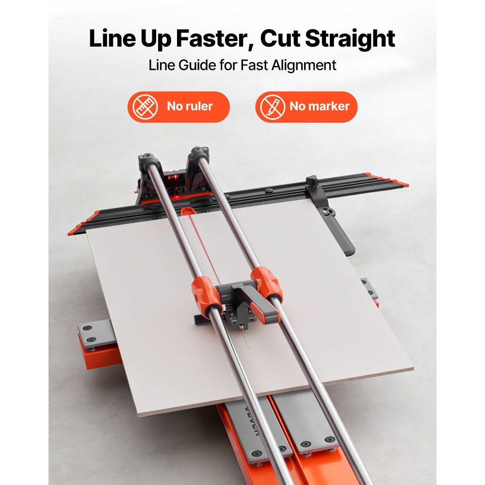VEVOR 1200 mm Manual Tile Cutter, Upgraded Sliding Head Cutting Tool with Spring-Loaded Base, Angle Fence, Tungsten Carbide Cutting Wheel, Alignment Guide, for DIY Pros, Ceramic, Floor & Wall Tiles