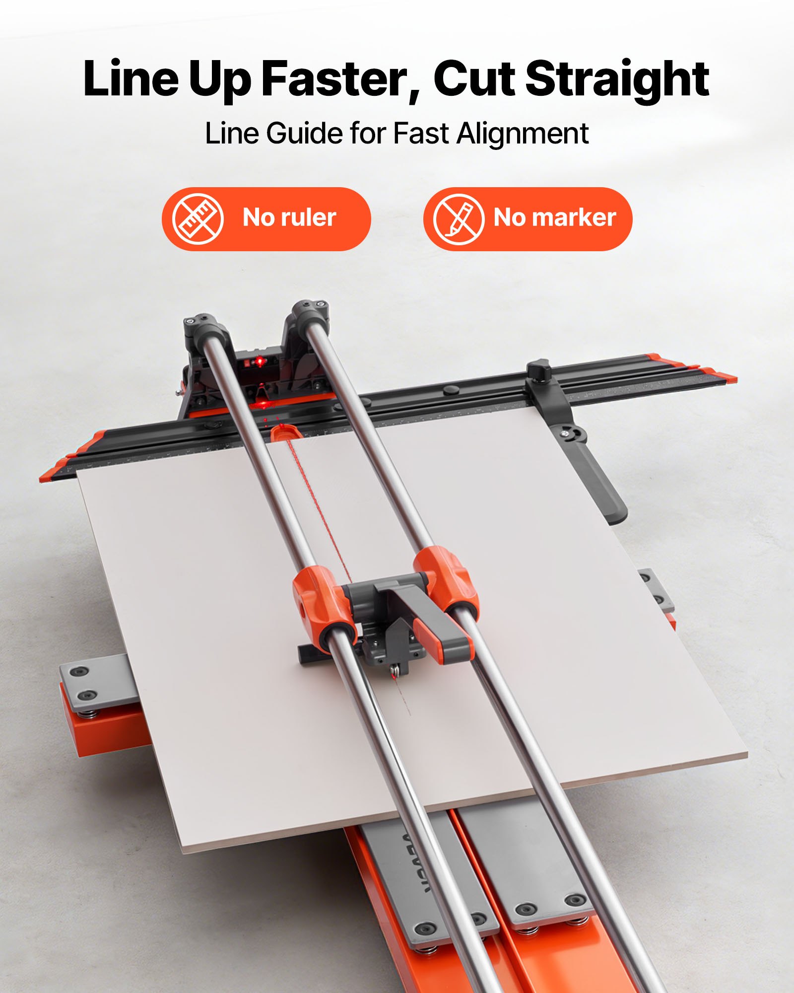 VEVOR 1200 mm Manual Tile Cutter, Upgraded Sliding Head Cutting Tool with Spring-Loaded Base, Angle Fence, Tungsten Carbide Cutting Wheel, Alignment Guide, for DIY Pros, Ceramic, Floor & Wall Tiles