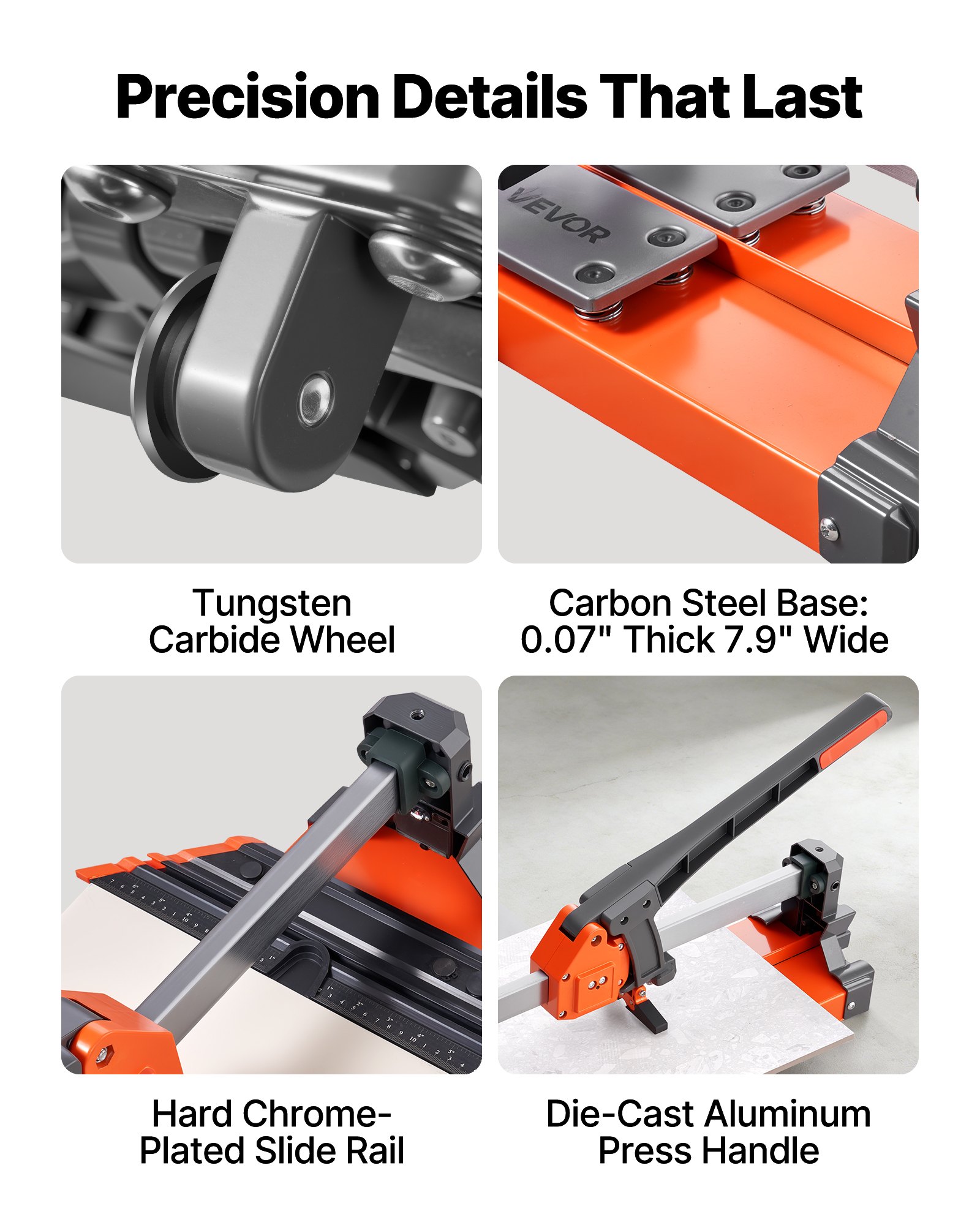 VEVOR Tagliapiastrelle Manuale 1200mm, Macchina da Taglio con Base a Molla e Guida Angolare, Disco in Carburo Tungsteno, Guida Allineamento, per Fai Da Te Piastrelle in Ceramica Pavimenti Cucine Bagni