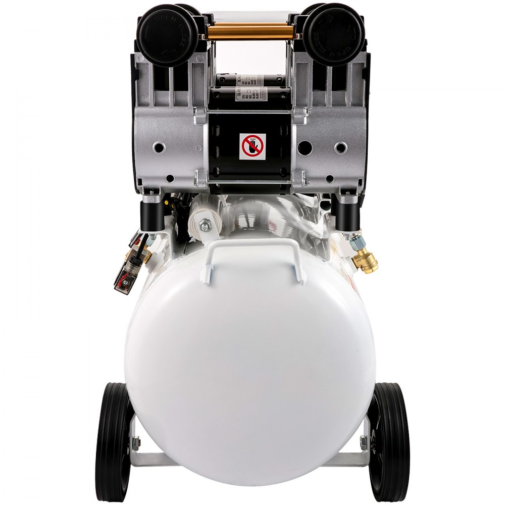 VEVOR Compressore d'aria Senza Olio a 68DB, 50L, Compressore d'aria 1960W, Compressore d'aria Silenzioso 9CFM, Accessori per Compressore d'aria Olio, Compressore d'aria Muto Senza Olio con Manometro