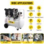 VEVOR Compressore d'aria Senza Olio a 68DB, 50L, Compressore d'aria 1960W, Compressore d'aria Silenzioso 9CFM, Accessori per Compressore d'aria Olio, Compressore d'aria Muto Senza Olio con Manometro