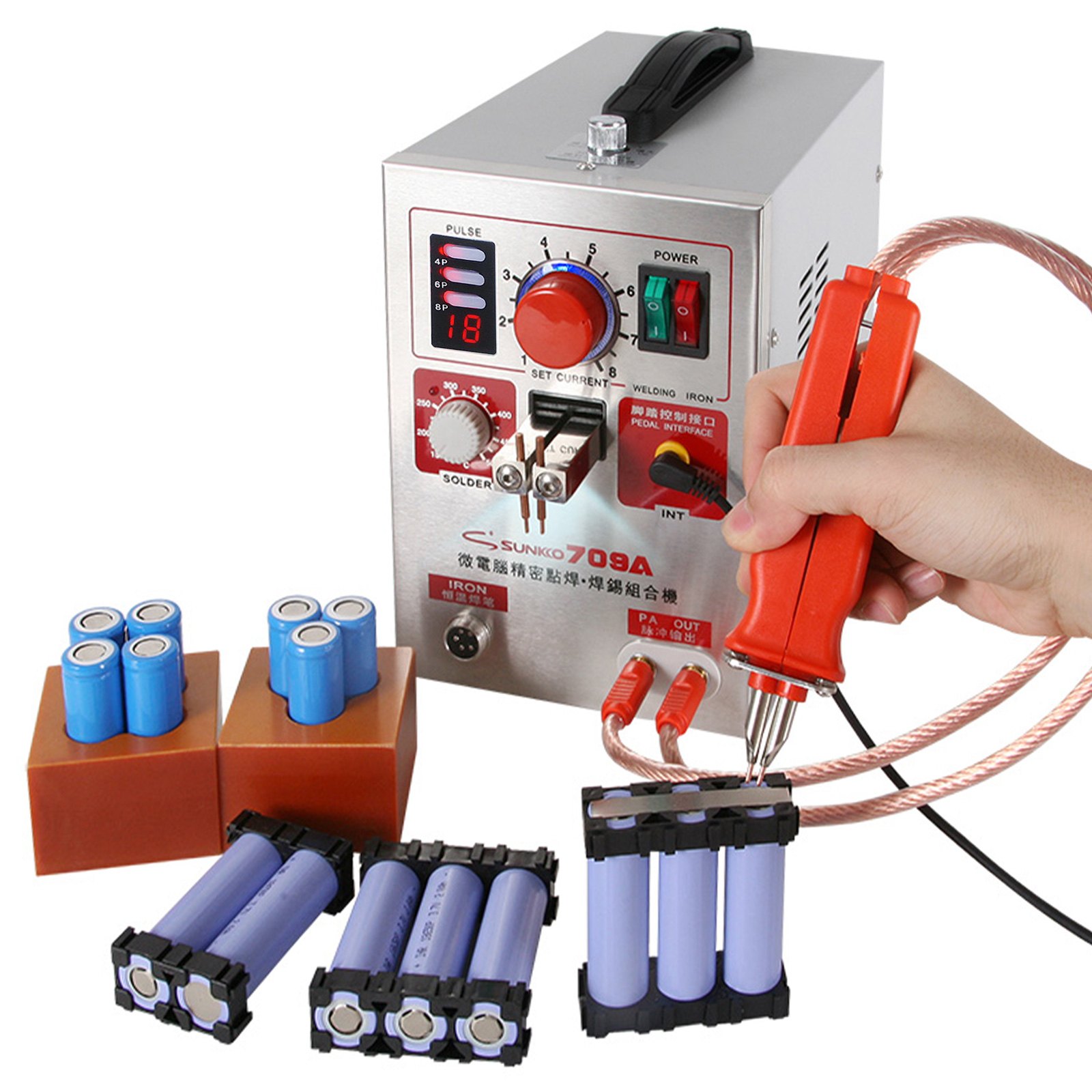 709ad Spot Welder 3-in-1 Saldatore Ad Impulso Combinato Per Batterie 2.2kw