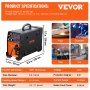 VEVOR MIG/MMA/TIG 3 in 1 Welding Machine 50-250A Flux-cored wire welding (0.8 mm & 1 mm) IGBT technology 2.2-12 m/min wire speed 5.6 kVA Rated input power IP21S protection class