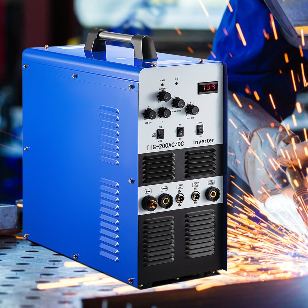 VEVOR TIG200 200A AC / DC in Alluminio per Saldatore Parrucca, Braccio TIG 200Amp AC Saldatore Drive AC  DC 220V, TIG Inverter Saldatrice Portatile Combinata (AC / DC 200A),Saldatrice Inverter TIG WIG