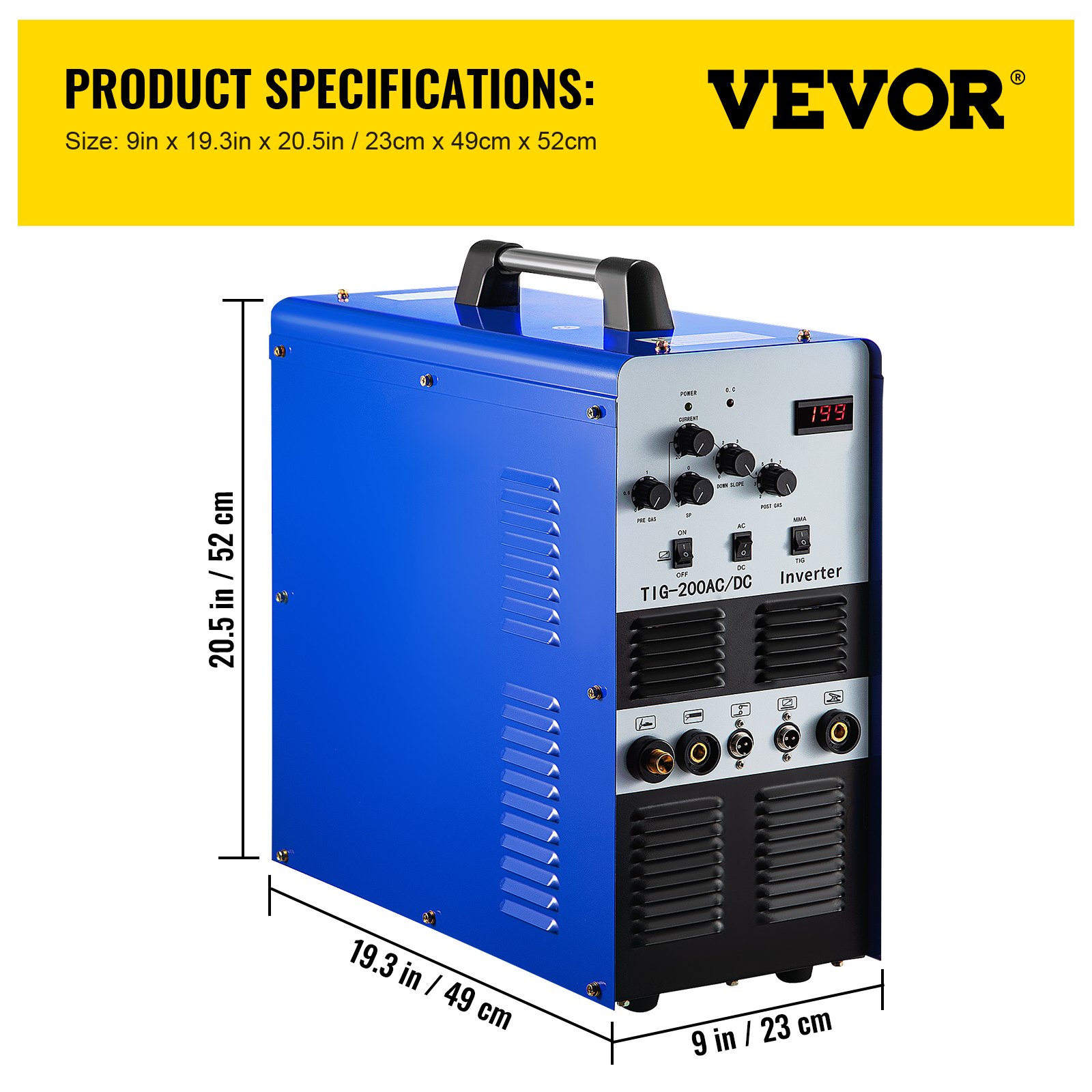 VEVOR TIG200 200A AC / DC in Alluminio per Saldatore Parrucca, Braccio TIG 200Amp AC Saldatore Drive AC  DC 220V, TIG Inverter Saldatrice Portatile Combinata (AC / DC 200A),Saldatrice Inverter TIG WIG