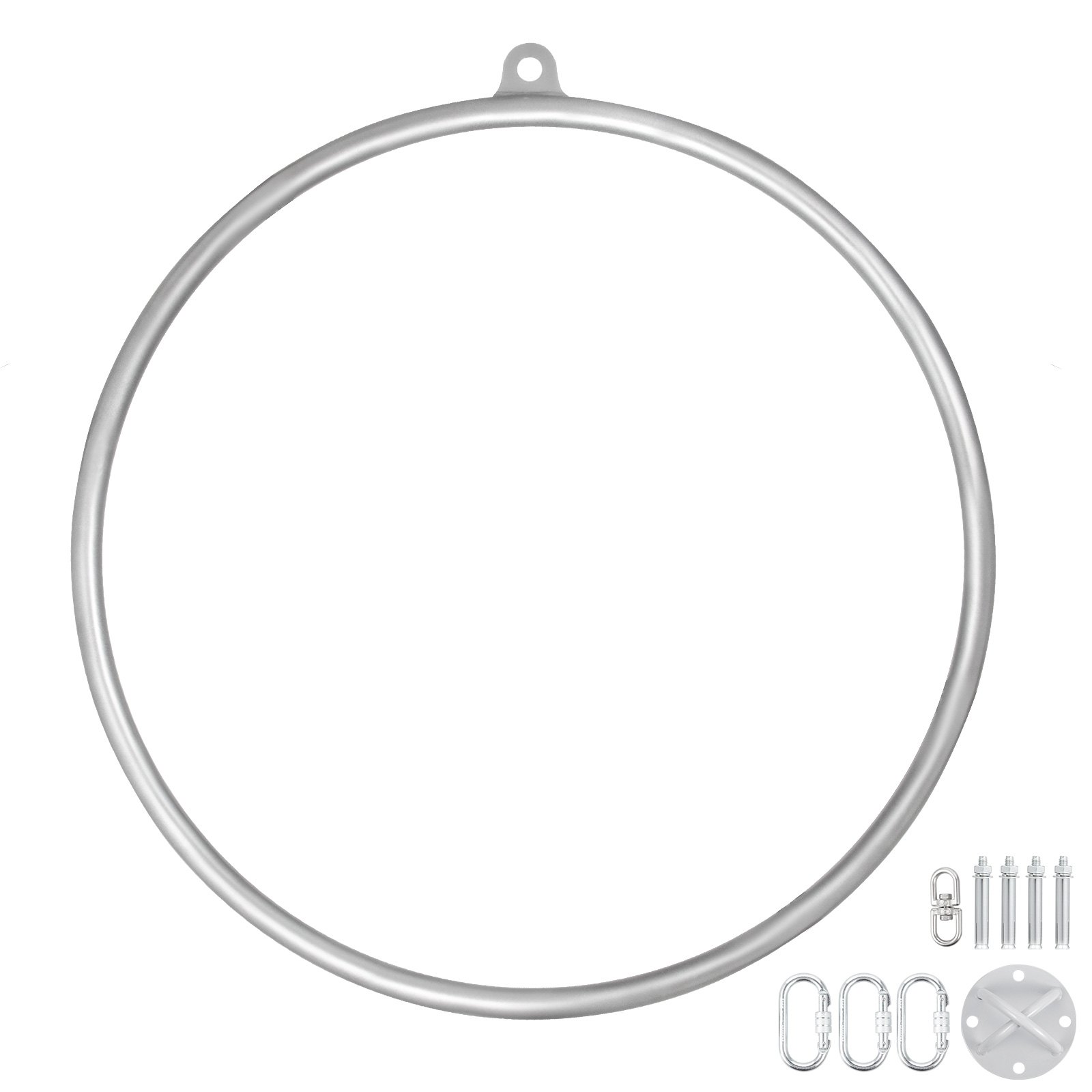 VEVOR Anello Acrobatico Aereo Aerial Hoop,Lira per Fare Acrobazie Aeree Come nei Tessuti Yoga Pilates Acrobati Circensi Trapezi Lyra Argento Singolo Punto Diametro 80CM