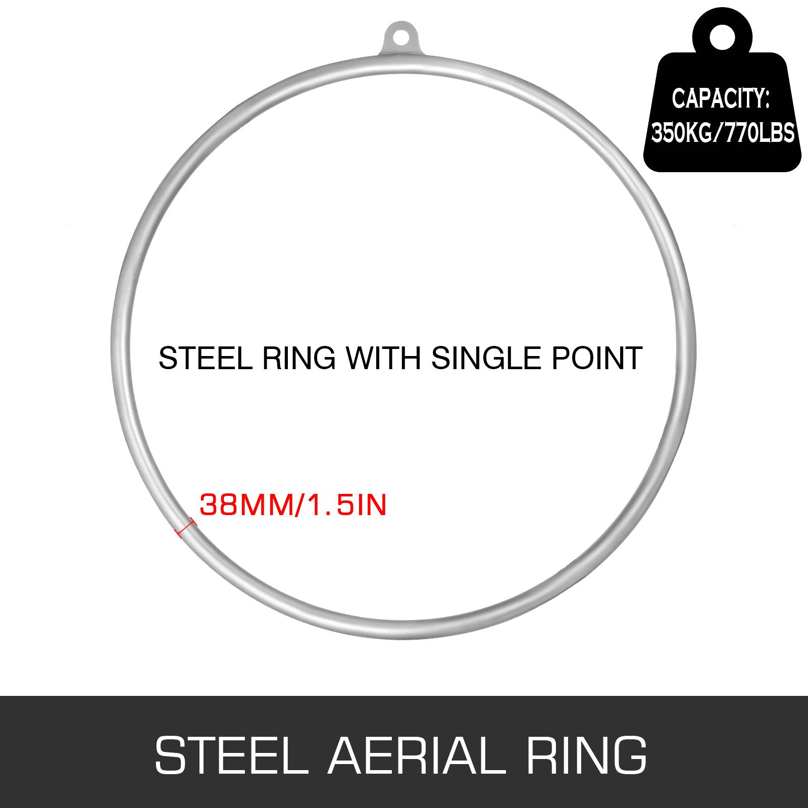 VEVOR Anello Acrobatico Aereo Aerial Hoop,Lira per Fare Acrobazie Aeree Come nei Tessuti Yoga Pilates Acrobati Circensi Trapezi Lyra Argento Singolo Punto Diametro 80CM