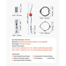 VEVOR Kit di Riparazione Candelette 8V, Kit di Manutenzione per Riscaldatore di Parcheggio Diesel da Auto, 4 Guarnizioni, Compatibile con Riscaldatore d'Aria Diesel da 2 kW, 5 kW, 8 kW