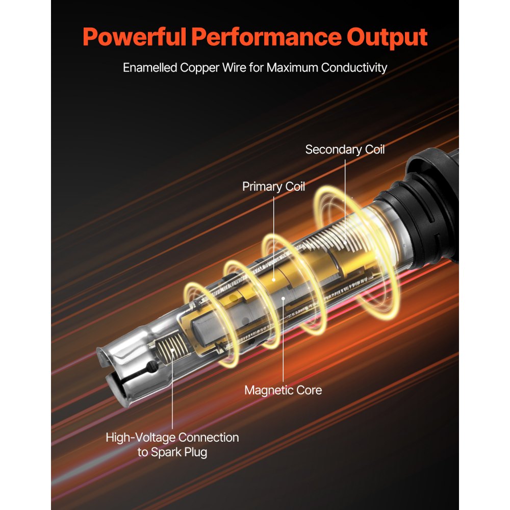 VEVOR Set da 4 La Bobina di Accensione, per Veicolo Fornisce Energia Sufficiente per Accendere Aria e Carburante, Garantendo un Funzionamento Regolare del Motore Compatibile con Audi A1, A3